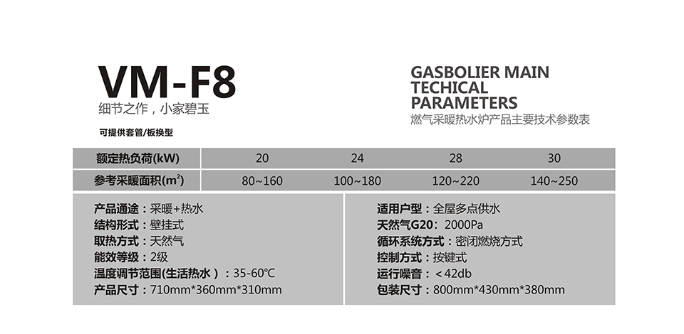 燃氣壁掛爐采暖爐VM-F8參數